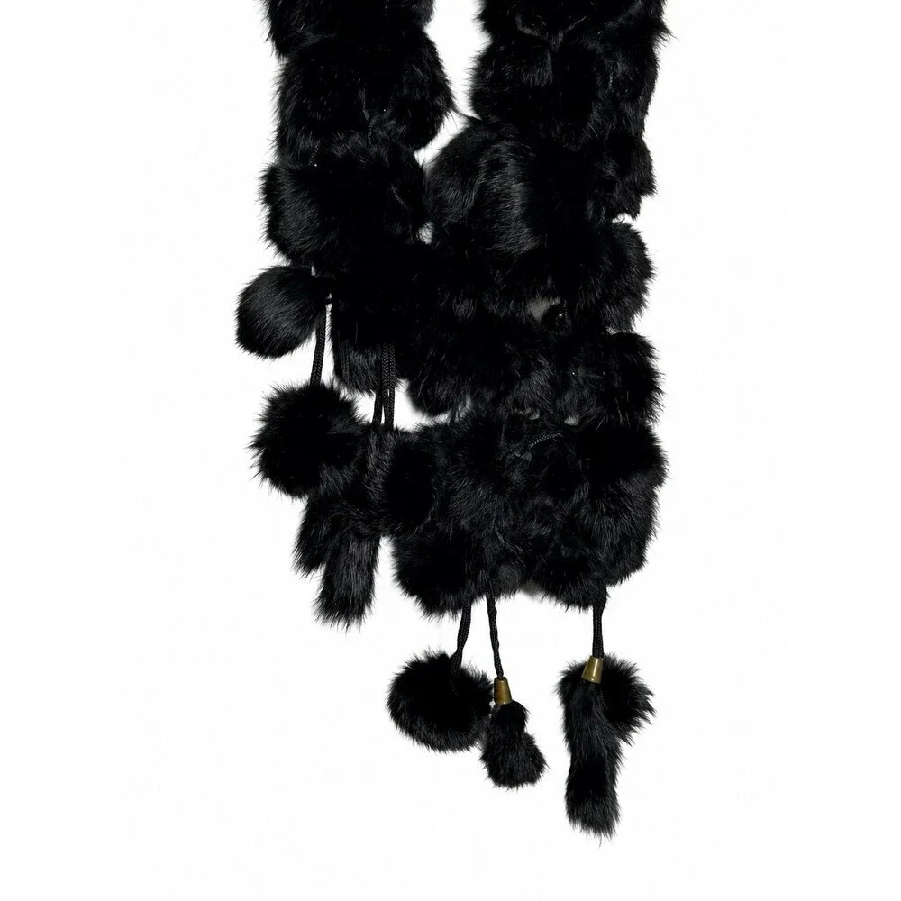 Belle Fare Hoya knitted rex rabbit ruffle scarf real fur